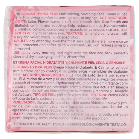 Clinians Hydra Plus Crema Idratante Lenitiva Pelli Secche o Sensibili 50 mL